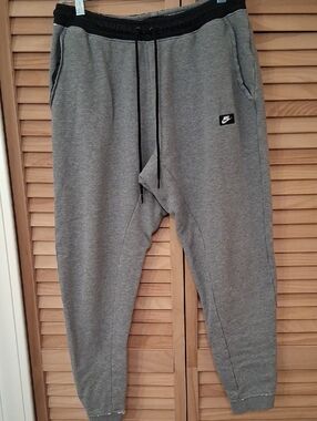 Nike Grey Joggers with Black Waistband and Drawstring